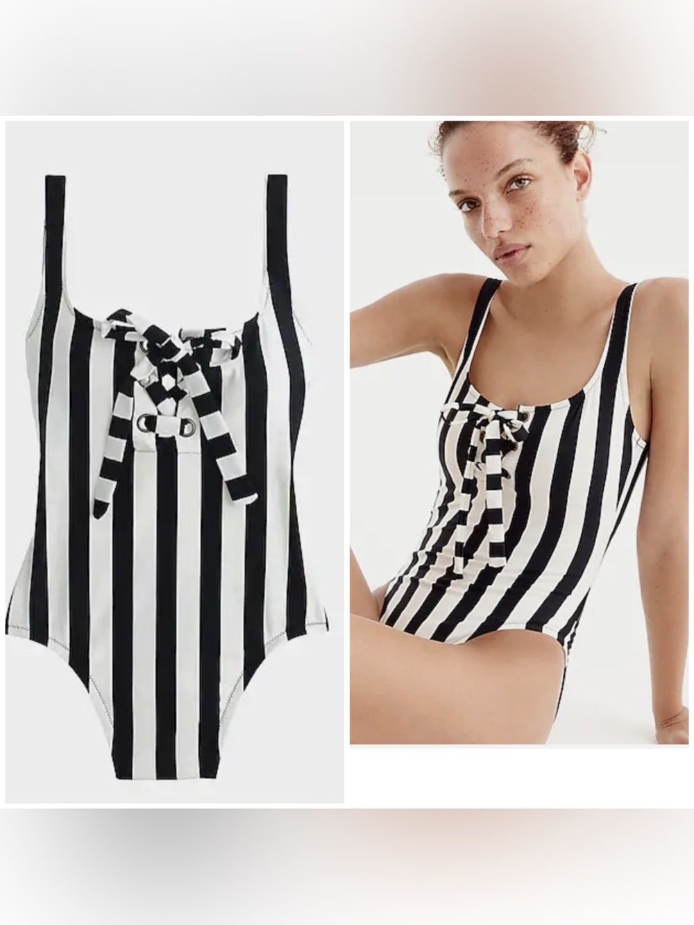 NWoT JCREW (H3773) lined stripe bathing suit 🩱 with bonus 2 sets ties ⭐️